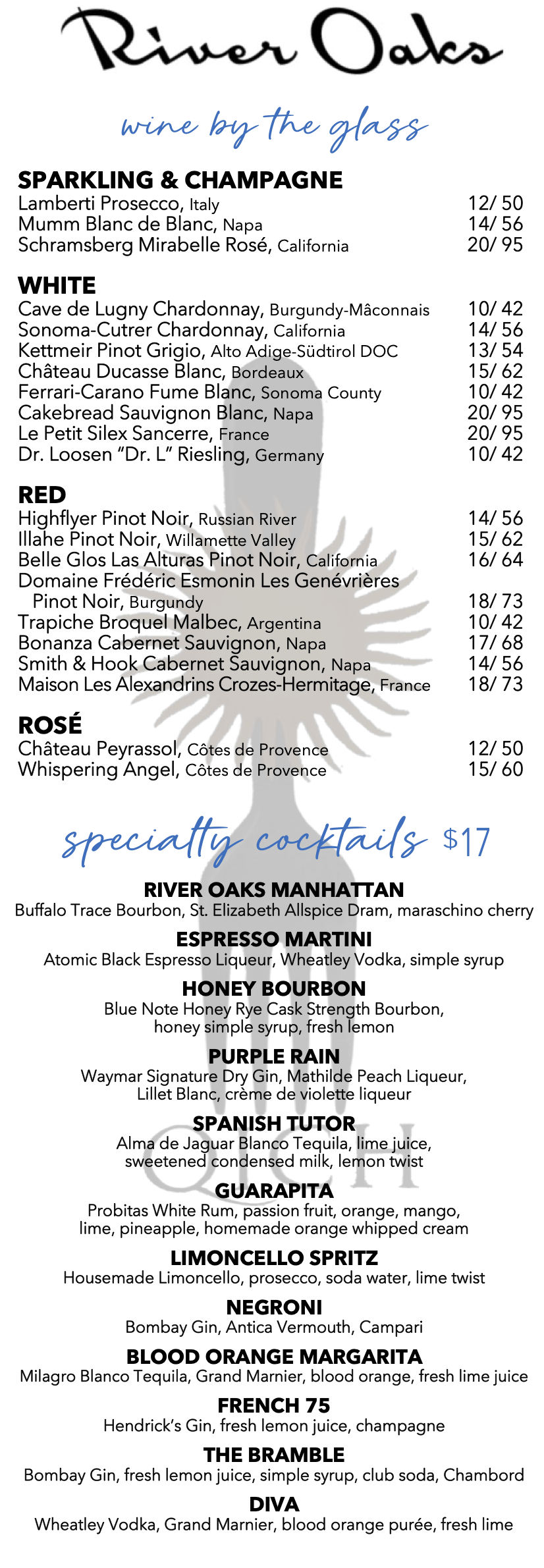 River Oaks - Wine, Cocktails by the glass!