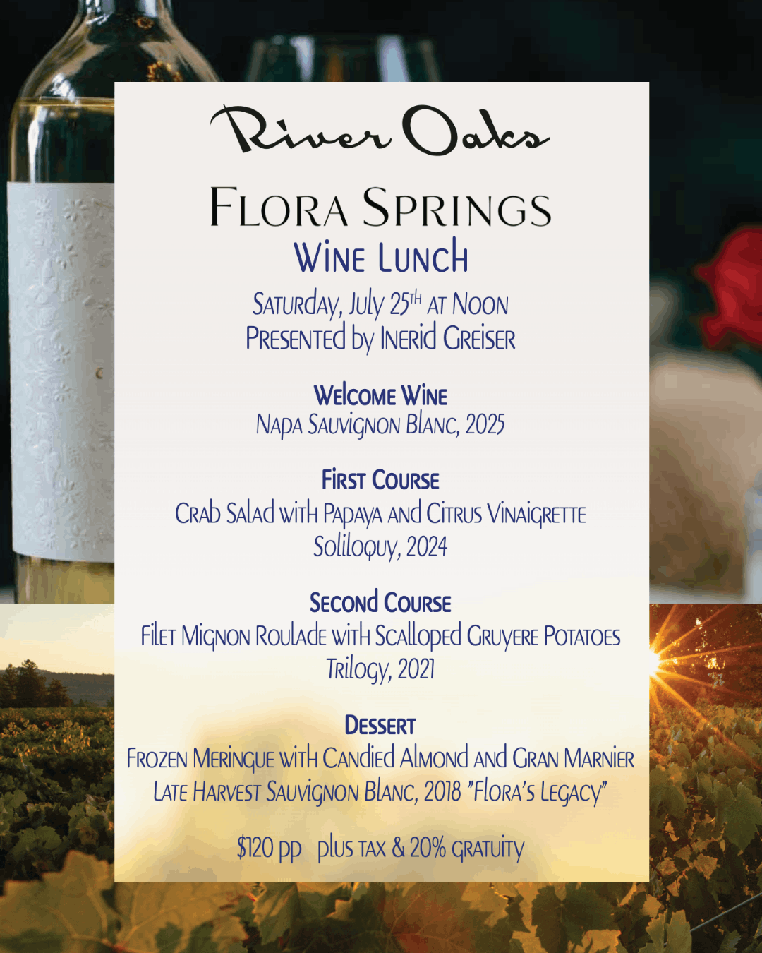 Flora Springs Wine Lunch!